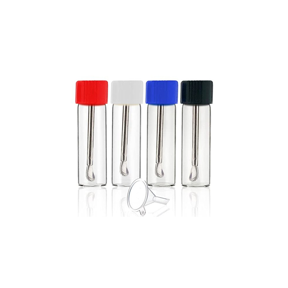 Small Glass Bottles with Snuff Spoon Set Premium Glass Vial with Mini Funnel Deluxe Storage Travel Dispenser Kit