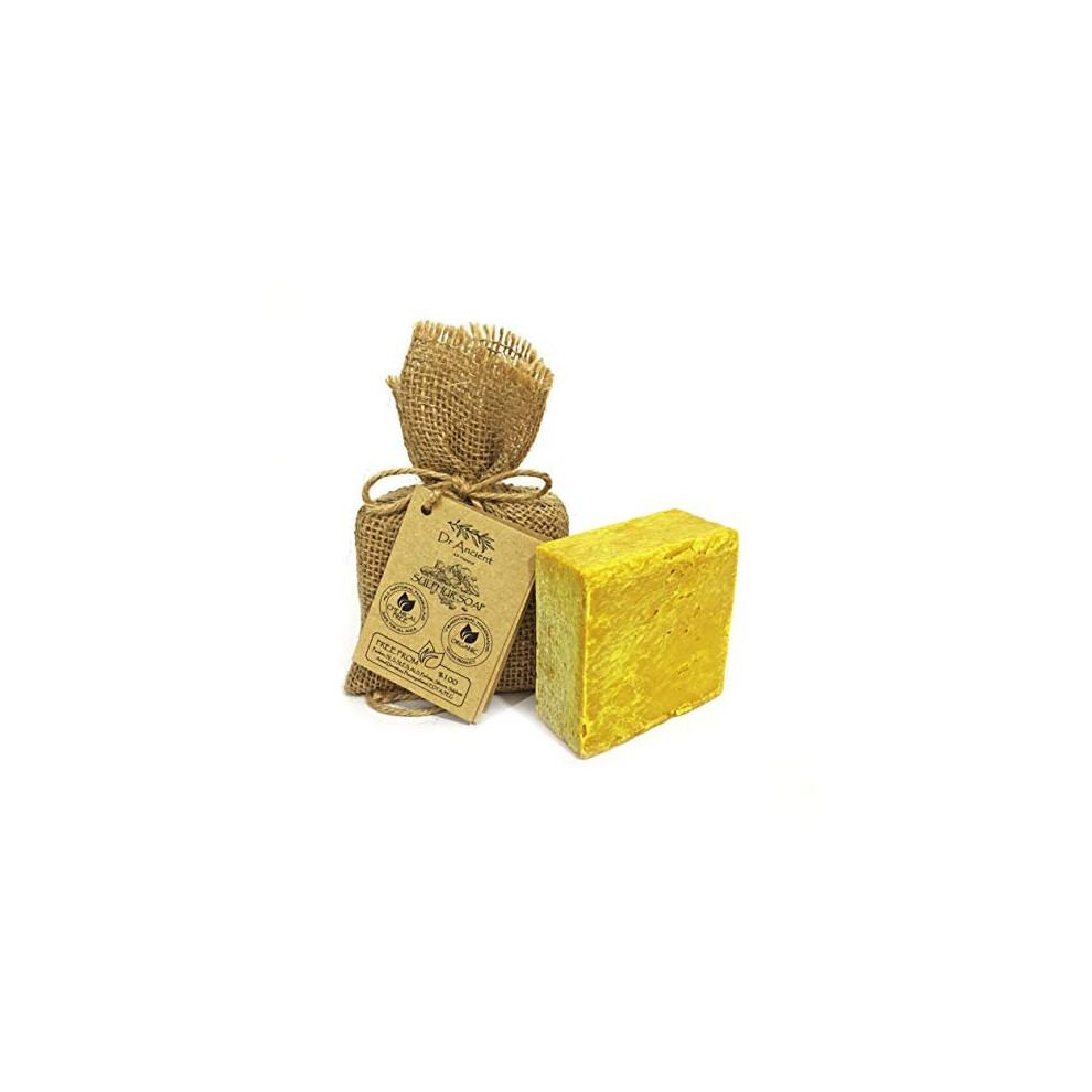 Dr.ancient Sulphur Soap Bar Organic Natural Vegan Traditional Handmade Antique Antibacterial Effective For Acne Absolutely No Chemicals Pure Natural Soap