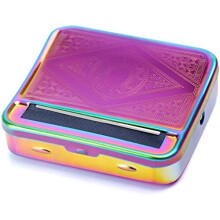 Automatic Rolling Tin Cigarette Machine Baccy Portable Metal Box for Rolling Tobacco Smoking Roller and Storage Case Rainbow
