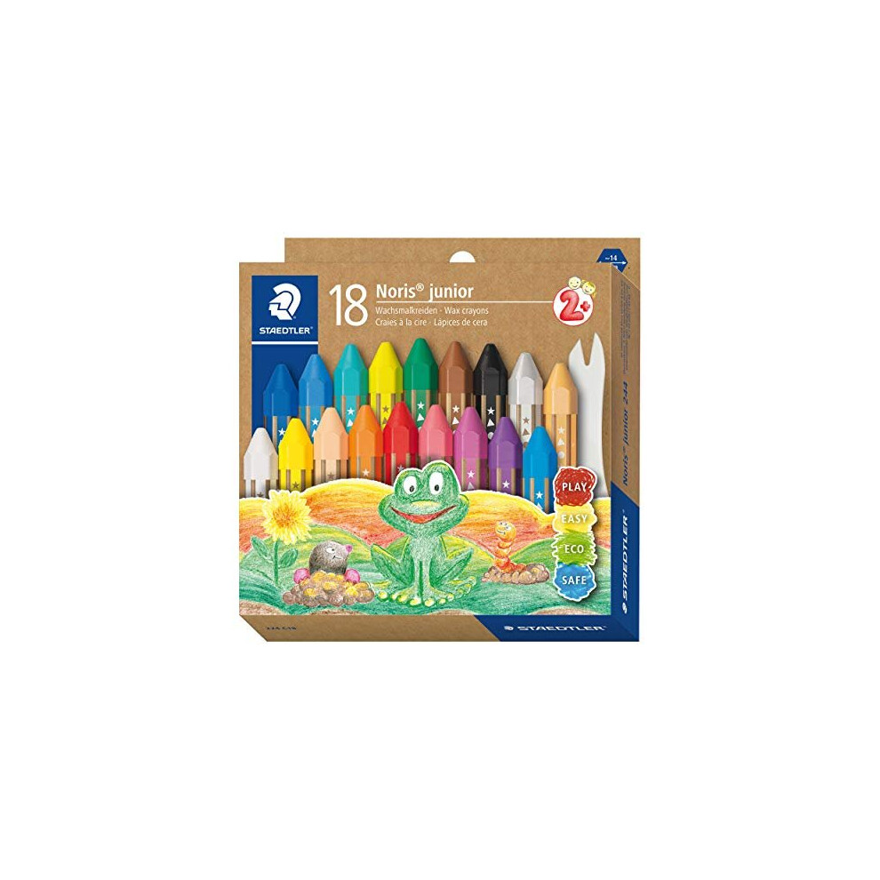 Staedtler 224 C18 Noris Junior Wax Crayons For 2 Years Assorted Colours Pack Of 18
