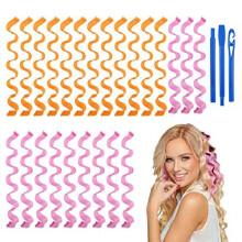 Hair Rollers for Long Hair 24Pcs 50cm Hair Curlers No Heat Spiral Curls Wave Hair Curlers Styling Kit with Styling Hooks for Women Girl Healthy DIY