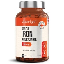 Gentle Iron Tablets 28mg 180 Vegan Tablets 3 Month Supply of Iron Supplements Gentle Iron Bisglycinate Chelate for Men Women 200 NRV Iron Pills for
