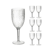 Wine Glass Plastic Wine Glasses Reusable 400ml Also Used for Drinking Sherry and Gin and Has A Dimpled Wine Set Effect Set of 6 Pack of 6 6