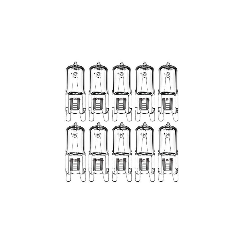 10 Pack G9 28W Clear Capsule Dimmable Halogen Light Bulbs230V 28W 370lm 2800K for ChandeliersPendantsCabinet LightsLandscape Lights