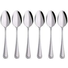 6PCS Stainless Steel Classic Bead Teaspoons Stainless Steel Teaspoons Mirror Finish Modern Design with Scalloped Edge Used in a Home Kitchen or Dining