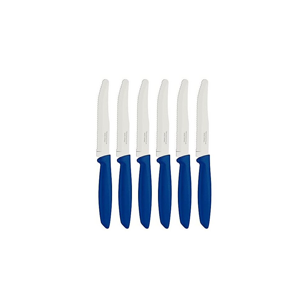 Kitchen Knives Set of 6 Serrated Fruit Tomato Cooking Knife Vegetable Chopper Peeler Stainless Steel Multipurpose Rounded Tip Blue 23498155