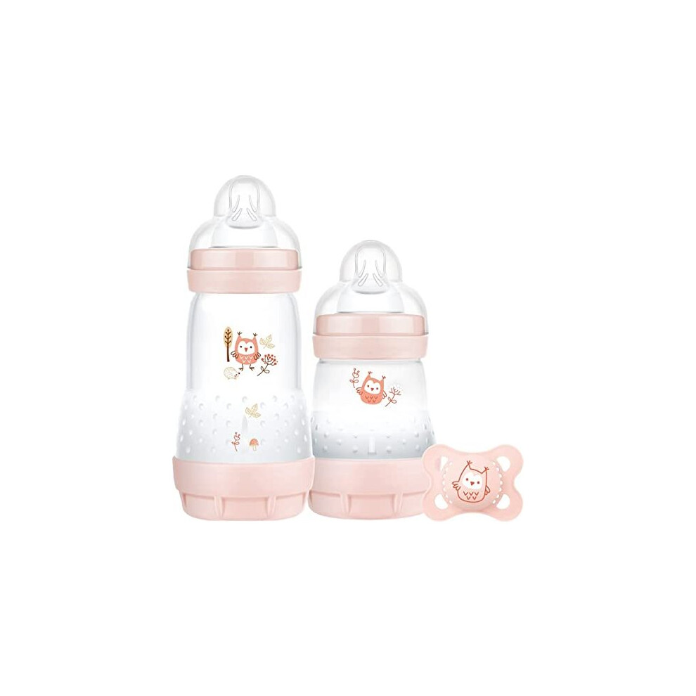 Easy Start Colours of Nature Starter Self Sterilising Anti Colic Starter Set Owls NonShiny Matt Finish Newborn Bottle Set and Soother Newborn