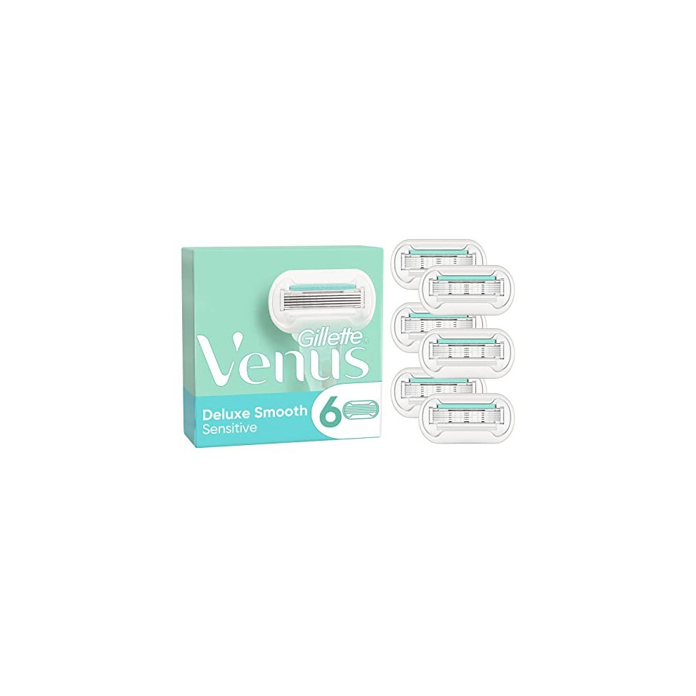 Deluxe Smooth Sensitive Razor Blades Women Pack of 6 Razor Blade Refills Lubrastrip with A Touch of Aloe Vera SkinCushion Helps Protect From Shave 