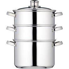 KitchenCraft KCCVSTEAM20 3 Tier Food Steamer PanStock Pot in Gift Box Induction Safe Stainless Steel 20 cm Silver
