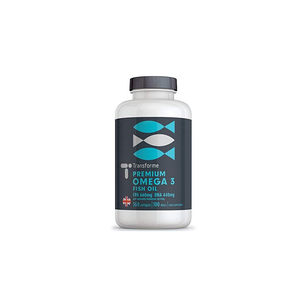 Transforme Omega 3 Fish Oil 2000Mg With 660Mg Epa 440Mg Dha 2 Capsules Serving 6 Months Supply 360 1000Mg Pure Extra High Strength Fish Oil Capsules