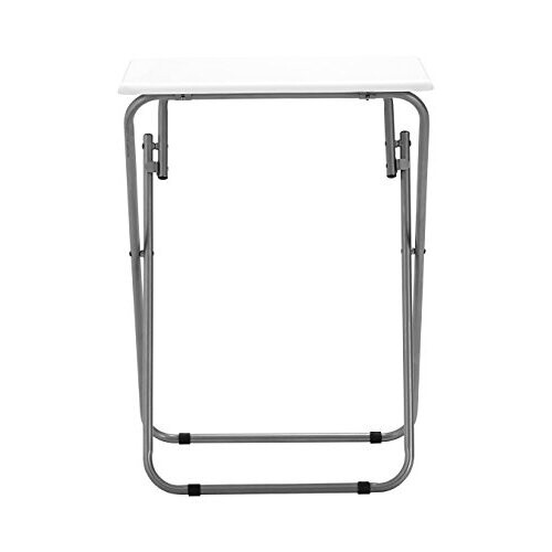 Premier Housewares Folding Table with Silver Frame 48 x 38 x 66 cm Laptop Table Snack Table White