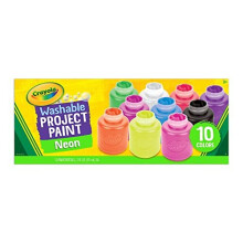 CRAYOLA Washable Neon Paint 2oz 10-Pack - Non-Toxic Iridescent Colors for Kids' Art & Crafts