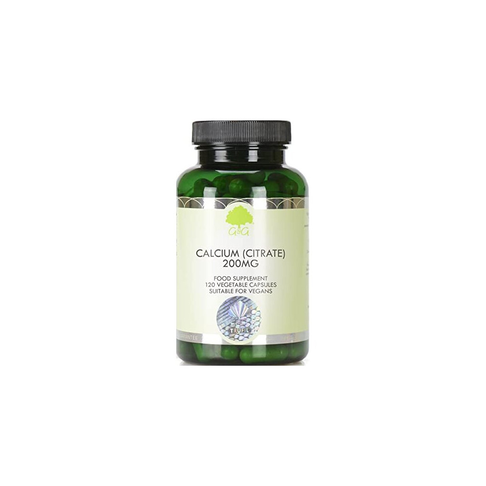 Calcium Citrate Capsules 200mg Elemental Calcium Per 2 Capsule Dose 120 Vegan Capsules GG Vitamins