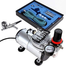 Airbrush Kit with Air Compressor ABPST05 With Powerful Airflow and High Working Pressure for Hobbies Crafts Nail Art Temporary Tattoos Cake Decorating