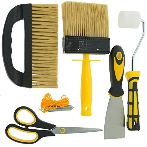 10321 Task Partner Wallpaper Kit with Paste Smoothing Brush and Tools for Wall Paper Hanging 6 piece pack set Black 1