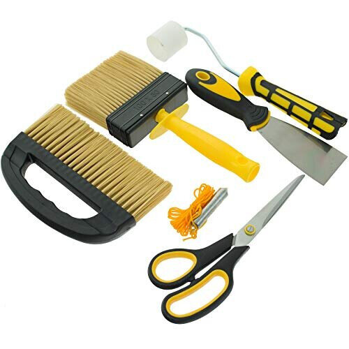 10321 Task Partner Wallpaper Kit with Paste Smoothing Brush and Tools for Wall Paper Hanging 6 piece pack set Black 2