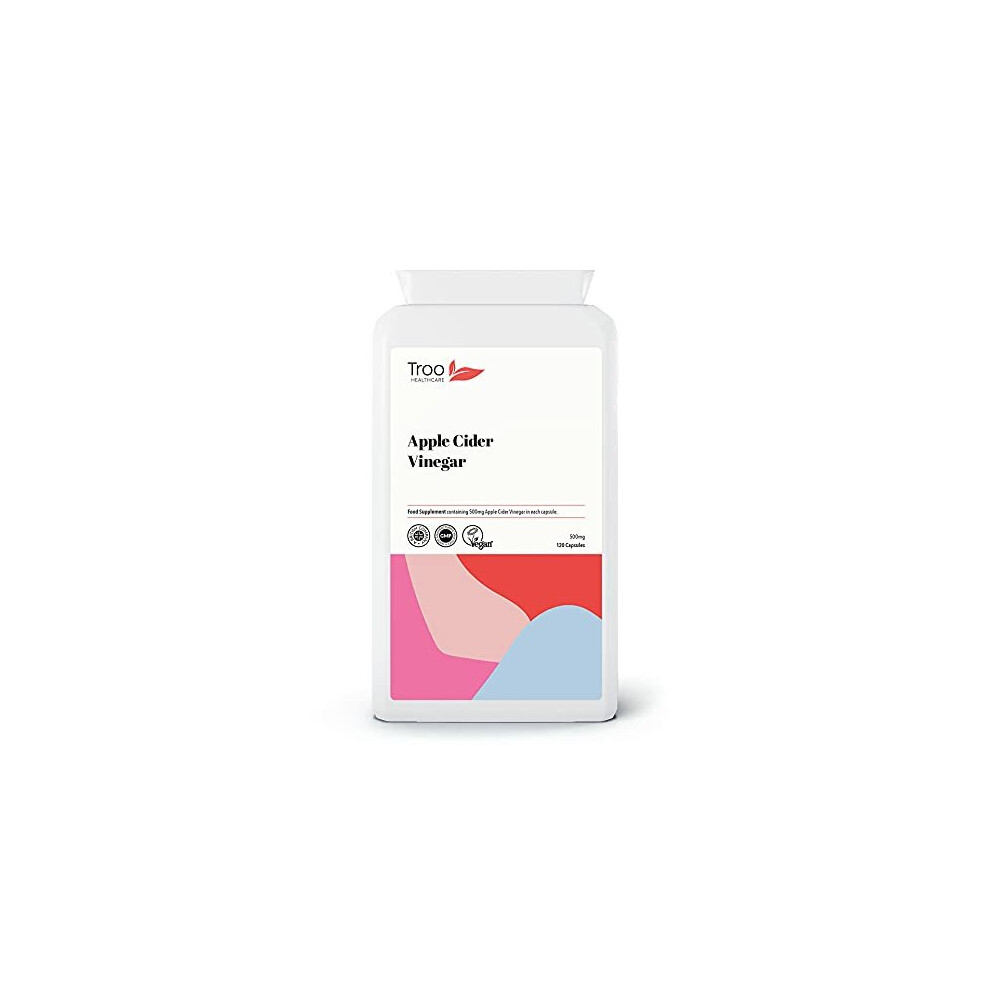 Troo Health Care Apple Cider Vinegar Supplement 500Mg 120 Capsules Uk Manufactured To Gmp Standards