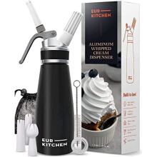 Professional Aluminium Whipped Cream Dispenser 500 ml LeakFree Cream Whipper with 3 Decorating Nozzles Cleaning Brush Nitrous Oxide Canister Cream