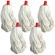 Pack of 5 16oz Cotton Mop Head with Push fit red Plastic Socket fits 1516 24mm shafts