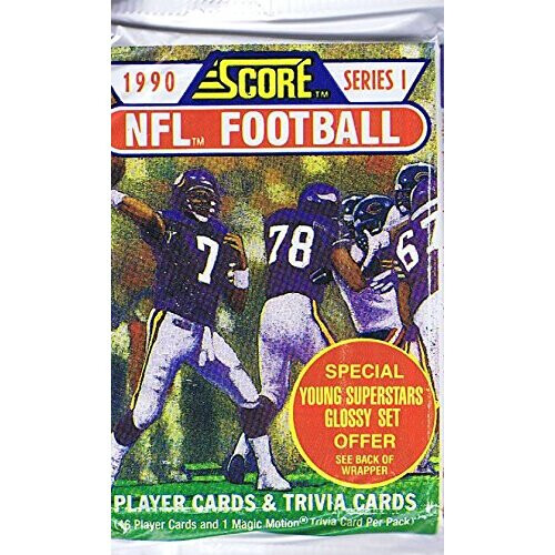 1990 Score Σειρά 1 NFL Κάρτες Ποδοσφαίρου - Πακέτο Κεριού - 16 Κάρτες Ανά Πακέτο