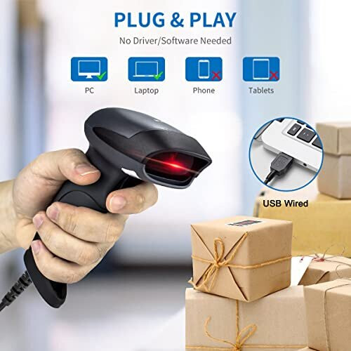 Handheld 1D Laser Barcode Scanner 32 Bit USB Wired Cable Reader A4 Bar Code Supermarket for POS System NTM1 1