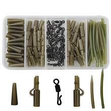 120pcsbox Carp Fishing Tackle Kit Bundle Safety LeaderClips Quick Swivel AntiTangle Sleeve Kit