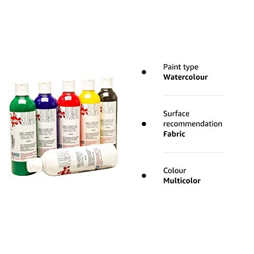 6 x 300ml Fabric Paint Assorted Colours Set FAB3006A 2