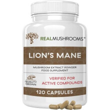 Real Mushrooms, Crinière de Lion, Poudre d'Extrait de Champignon, 120 Gélules