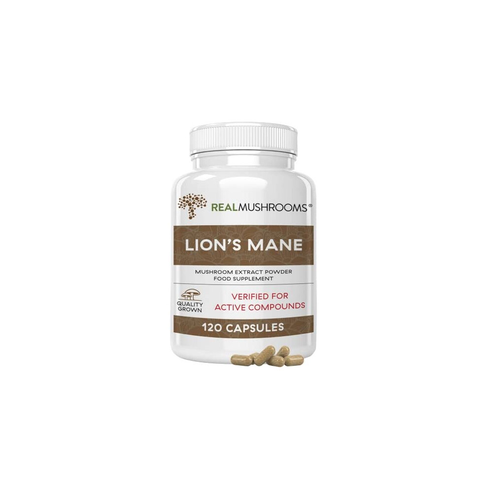 Real Mushrooms Lions Mane Brain And Focus Supplements Mushroom Powder Extract Capsules Non Gmo And Gluten Free Supplement For Better Cognitive Health 120Ct