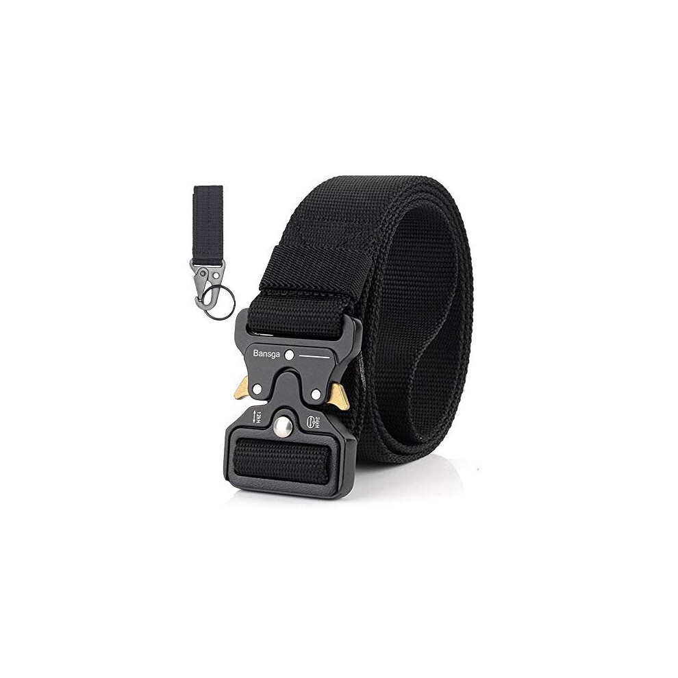 Men Tactical Belt Military Style Quick Release Nylon Belt Gift with Hook Black