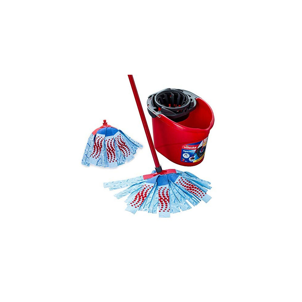 SuperMocio 3 Action XL Mop and Bucket Set with Extra Refill BlueRed