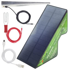 Solar Powered Electric Fence Energiser XStop 0040 2 Km Range Full Kit Includes Earth Stake and All Leads Plus USB Charge Cable For Horses and Other
