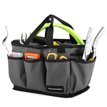 Gardening Tote Bag Deluxe Garden Tool Storage Bag and Home Organizer with Pockets WearResistant Reusable 12 Inch Gray Black