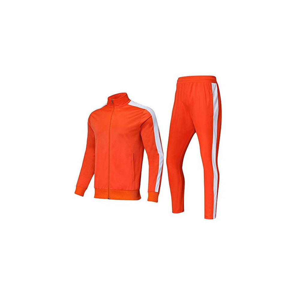 Mens Tracksuit Set Sports Suits Jogging Bottoms Tracksuit Sets Sportswear with Full Zipper for Gym Training Orange Medium