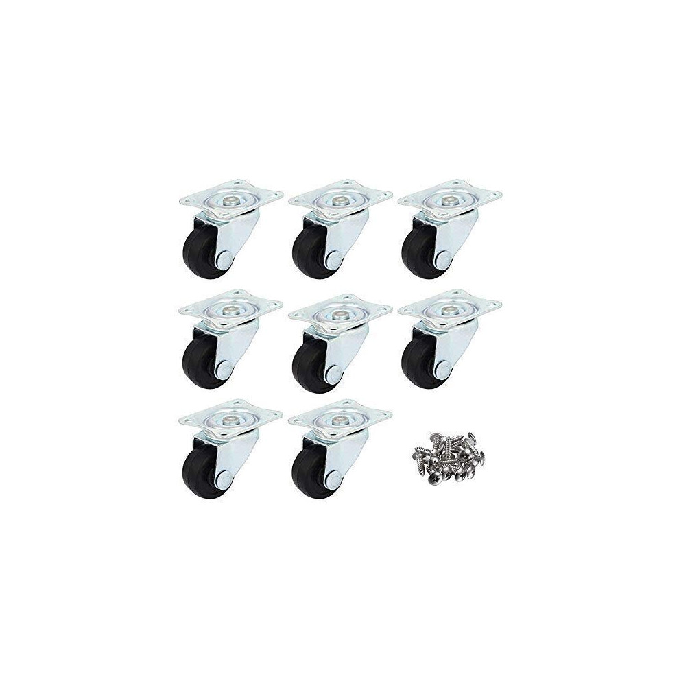 Swivel Castor Wheels 8 Pack Rubber Casters and Wheels Trolley Wheels for Furniture with Stainless Steel Base Caster Wheels for Garden Trolley Dolly