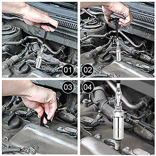 4PC T BAR Spark Plug Wrench Set Heavy Duty Chrome Spark Plug Removal