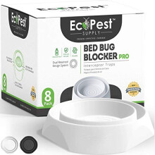 Bed Bug Interceptors 8 Pack Bed Bug Blocker Pro Interceptor Traps White Eco Friendly Insect Trap for Bed Legs No Chemicals or Pesticides Monitor