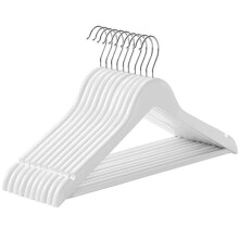 Wooden Hangers Set of 10 Coat Hangers Clothes Hangers with Shoulder Notches AntiSlip Trousers Bar 360 Swivel Hook for Suits Shirts Coats White and