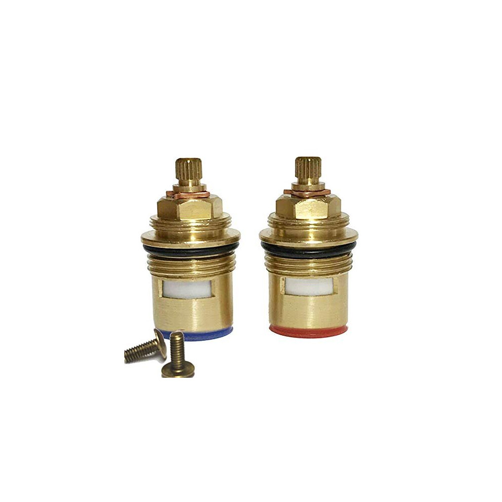 BSP 34 Pair of Bath Tap Cartridges Quarter Turn x 50mm x 20 teeth Supplied with Solid Brass screws Pair One of each