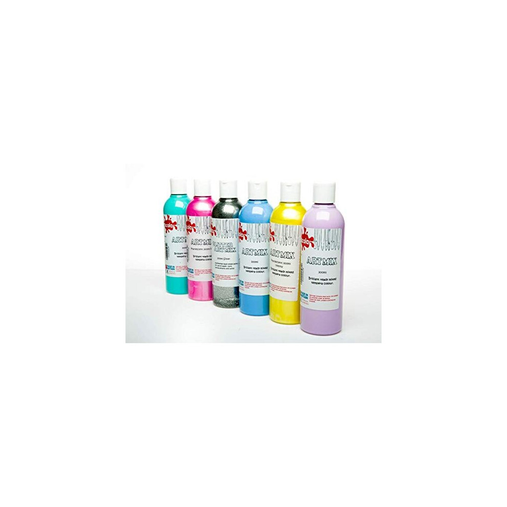 Scola Artmix Unicorn 6X300ml Paint Set - Non-Toxic, Washable, Ready-Mixed Kids' Paint (Ages 3+)