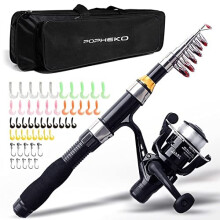 Telescopic Fishing Rod Reel Full Kit Fishing Line Lures for Beginner AllinOne 17M558FT Lightweight Fishing rodSpinning ReelLineLures SetCarry Bag for