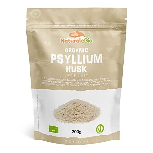 Organic Psyllium Husk 99 Purity 200g Pure Natural Psyllium Seed Husks Produced in India High in Fibre to be Mixed with Water Beverages Juices