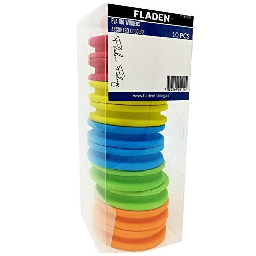 Fladen Fishing RIG WINDERS Pack of 10 Quality High Density Foam 64mm x 15mm Assorted Colours to Keep Your Sea and Coarse Fishing Rigs Organised and Tangle