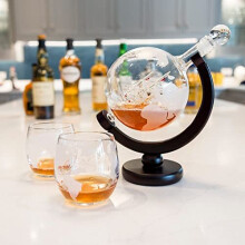 Globe Decanter with Glasses Set Nautical Themed Gift for Men Gift for Dad