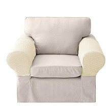 LERTREE 1 Pair Sofa Arm Slipcovers Elastic Sofa Armrest Protectors Removable Chair Sofa Armrest Covers Beige
