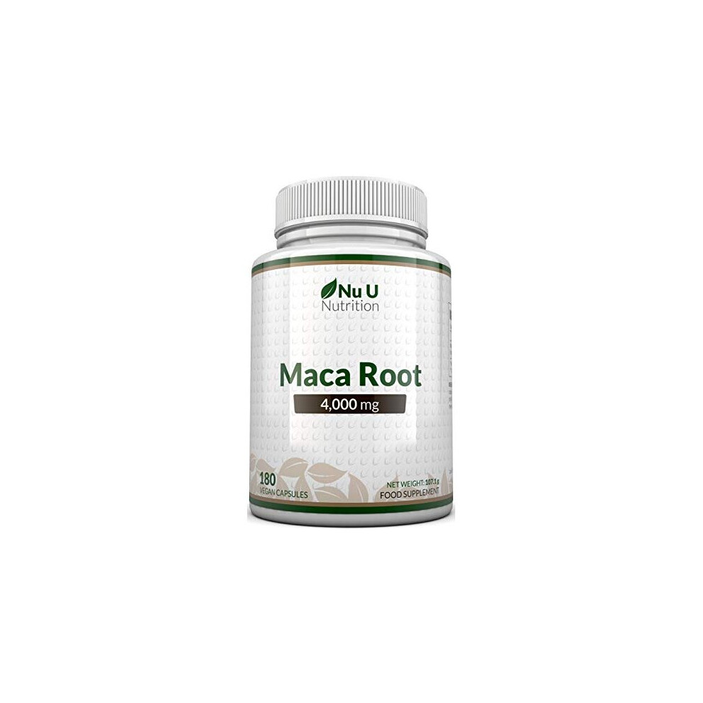 Maca Root Capsules 4000mg 180 Vegan Capsules 6 Month Supply High Strength Peruvian Maca Root for Men Women Made in The UK