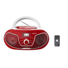 RCDS70BT Portable Boombox CD Player with Bluetooth Remote Control FM Radio USB MP3 Playback 35mm AUX Input Headphone Jack LED Display Red