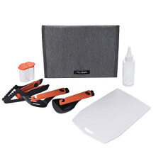 Chef Camp Kitchen Set Portable 6 pc Kit with Folding Tongs Spatula Spoon Essential Outdoor Gear for Backpacking Car Camping Fishing BBQ and Travel