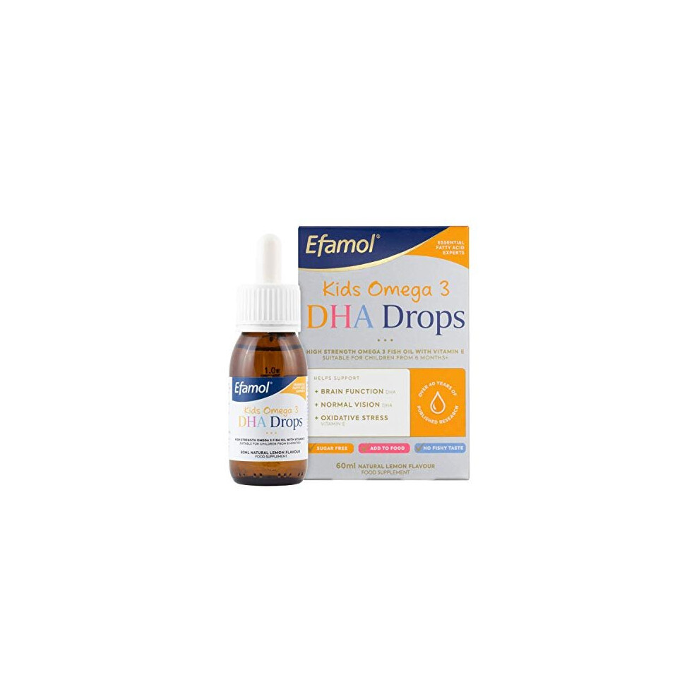 Kids Omega 3 DHA Drops Suitable for infants from 6 months to adults Natural Lemon Flavour Sugar Free