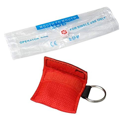 5 Pcs CPR Mask Keychain Ring Emergency Kit Face Shield for First Aid or AED Trainingred 1